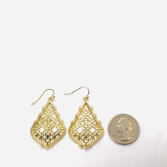 Gold Filigree Drop Earrings - Picture 2 of 2